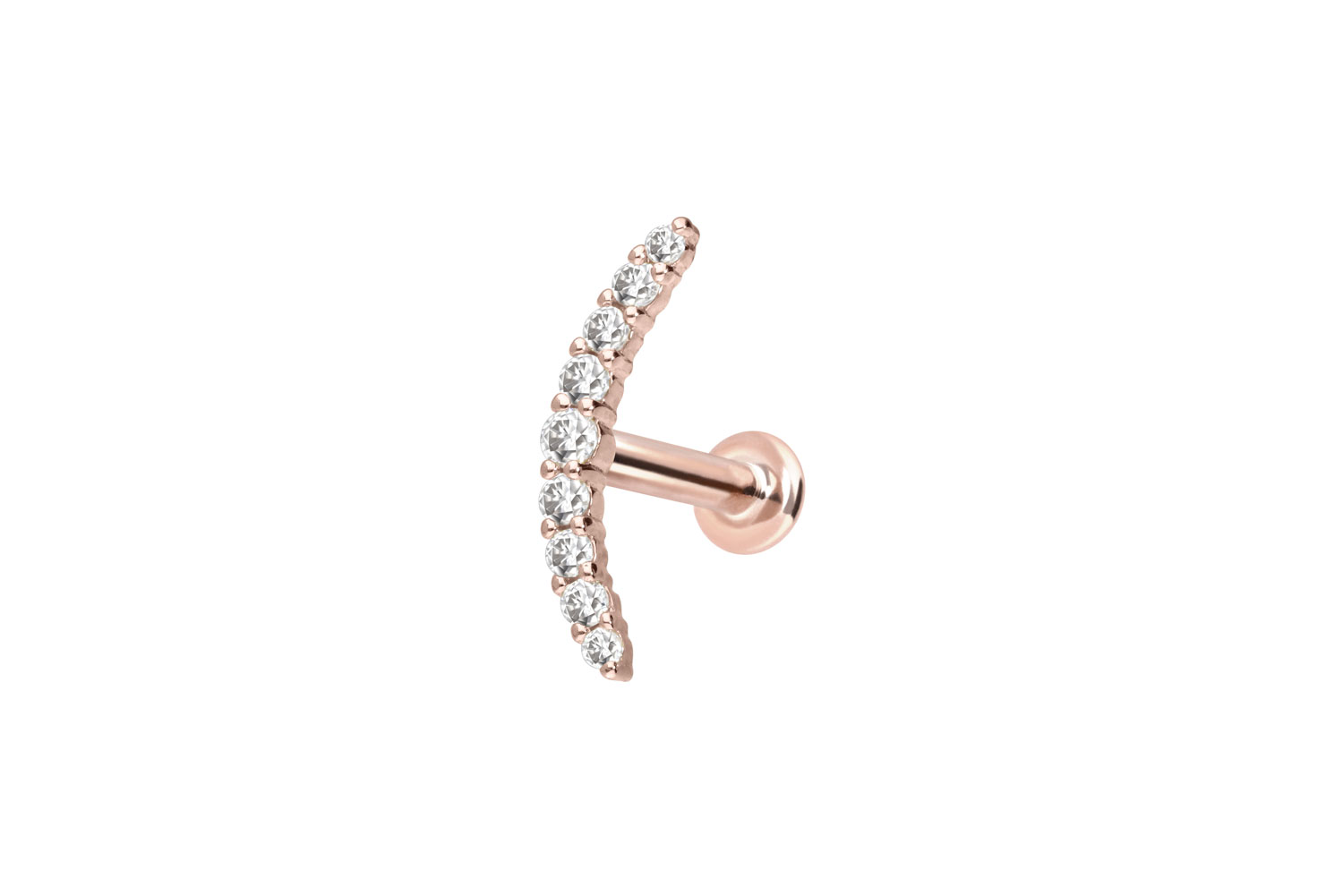 14 Karat Gold Labret Piercing mit Innengewinde MOISSANIT-BOGEN